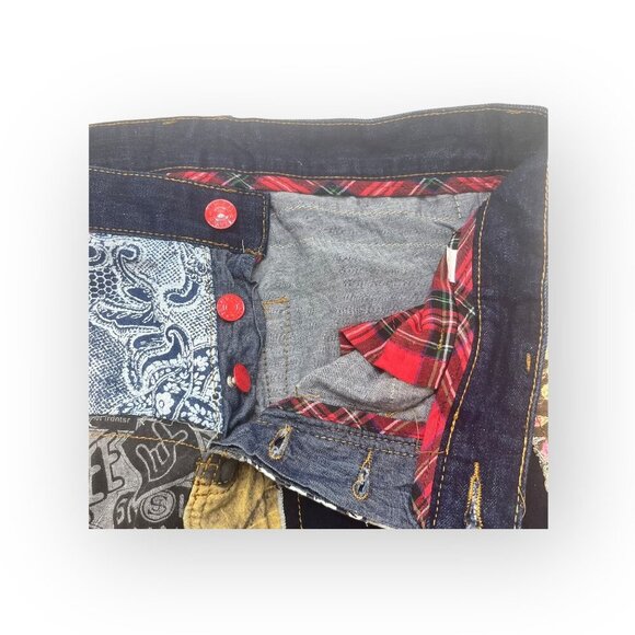 BIEPA Jeans Patchwork 1971 RARE Mens Size 36 x 31 Distressed Skinny Leg - Picture 10 of 11